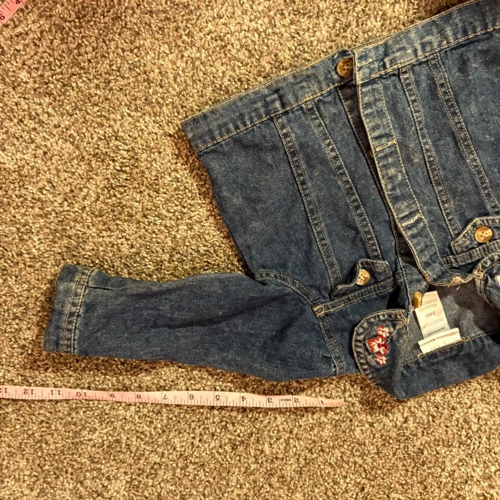 Daisy Fuentes Denim Jacket Kids 24M Blue Floral Embroidered Collar Jean Trucker